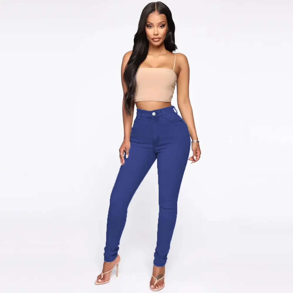 Wholesale buttocks lifting skinny jeans for women with peach buttocks, European and American high waisted jeans