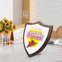 Htpmart 8*10 pouces Sublimation bouclier couleur noyer bricolage Plaque de récompense vierge avec bord biseauté trophée Plaques cadeaux avec verre