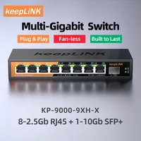 KeepLiNK 9-Port Multi-Gigabit LAN Switch dengan 8-Port 2.5Gb Ethernet 1-Port 10G SFP 100m Network Switches dengan Fungsi VLAN