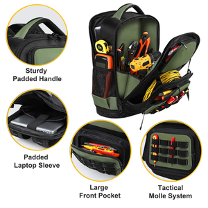 Heavy-Duty OEM Tool <b>Backpack</b> for Mechanics Contractors Waterproof Adjustable Straps Zipper Closure 20-24 Pockets Wrench Holder - Product Image 4