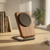 Cadeaux promotionnels du Nouvel An et de Noël 2026 Produit de haute qualité Station de charge sans fil en bois massif avec support de téléphone en alliage