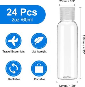 Botella de Plástico PET Transparente de 50 ml, Económica, Mini, de Viaje, con Boca Estrecha y Cuello 20-410 - Product Image 2