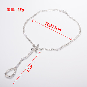 <b>Crystal</b> Starfish Pearl Anklet <b>Set</b> Sea Theme Handmade Fashion Trend 2024 - Product Image 4