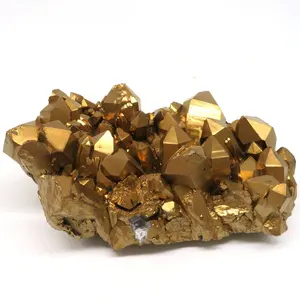 Wholesale Electroplated Golden Aura Quartz Cluster Group Crystal Clusters