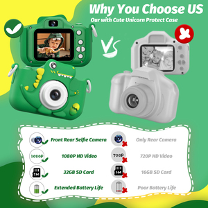 Appareil photo pour enfants Search Sourcingark 48MP, grand angle 160°, selfie, écran 2 pouces, batterie rechargeable portable, cadeau dinosaure H22 - Product Image 2