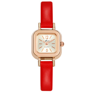 Montre à quartz pour femme avec cadran carré, élégante et minimaliste, bracelet en cuir, montre-bracelet décontractée pour femmes - Product Image 3