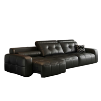 Sofá Seccional Modular de Cuero Genuino con Relleno de Esponja, Plegable y Ajustable, Multiusos, Estilo Italiano Minimalista Moderno