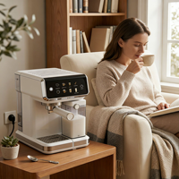 Machine à expresso semi-automatique en acier inoxydable électrique, petite cafetière pour l'art du latte, style italien, usage domestique