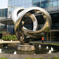 Statue de pelouse extérieure en métal, fontaine à eau, Sculpture artistique, auto-harpe, acier inoxydable