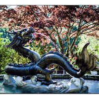 Grande sculpture monumentale extérieure de fontaine de dragon en bronze chinois à vendre