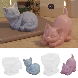 Moule en silicone YS Mini pour bougies en forme de chat, série 3D, pour artisanat, gypse, résine, savon, outils de modelage animal DIY, chocolat, pâtisserie - Product Image 3
