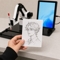 Robot artiste de studio photo, bras robotique IA dessinant des portraits au trait, machine de dessin de croquis à partir de photos pour les entreprises de portraits