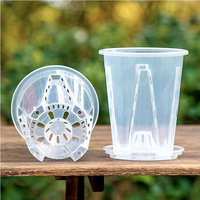 Vente en gros Plateau perforé moderne Gobelet suspendu Pot épaissi fleurs Pot d'orchidée en plastique transparent