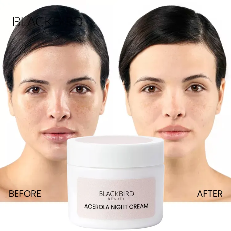 Private Label Biologische Acerola-Extracten Verstevigend Lifting Face Night Cream Anti Rimpel Plant Hydraterende Nachtcrème