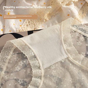 Ropa interior de <span class=keywords><strong>encaje</strong></span> de cintura media Bragas descaradas sin costuras elásticas sexis para mujer a la venta - Product Image 6