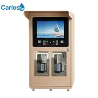 Distributeur d'eau purifiée par osmose inverse à double sortie, équipement d'alimentation en eau pour village avec réservoir en acier inoxydable 304
