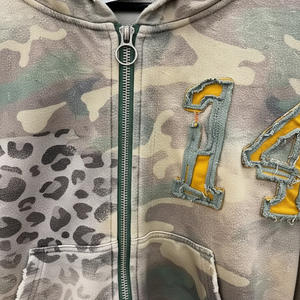 Винтажная камуфляжная куртка большого размера, 100% хлопковая камуфляжная мужская толстовка с капюшоном на молнии - Product Image 2