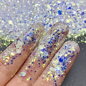 Poliéster Maquillaje cosmético Color Nail Laser Chunky Glitter para decoración corporal