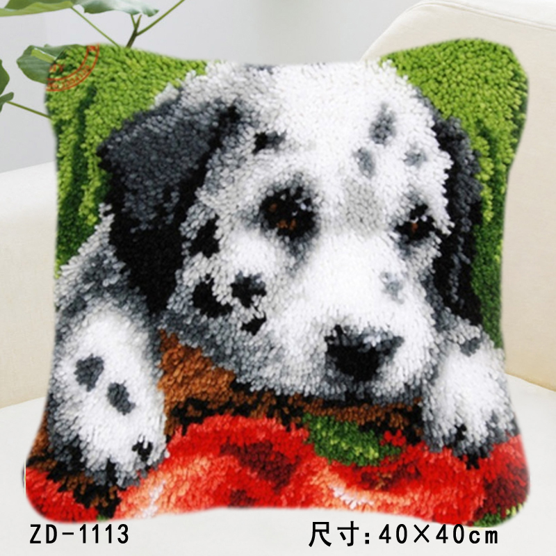 Dogs Latch Hook Cushion Cover