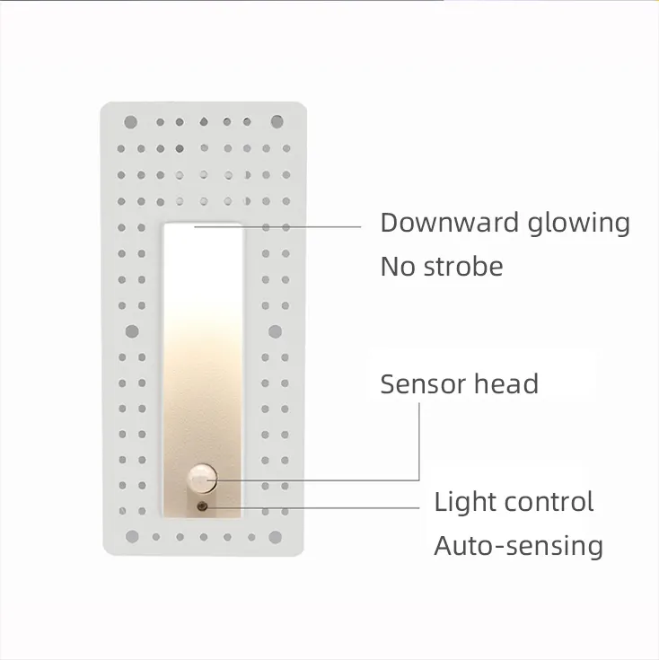 Luz de pared de escalera con sensor de movimiento, luz empotrada para hotel, pasillo, escaleras interiores, 12W