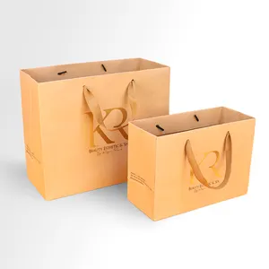 Eco-friendly riciclabile degradabile Festival Craft Gift Brown Packaging Bolsa De Papel stampato Shopping Bag sacchetti di carta Kraft