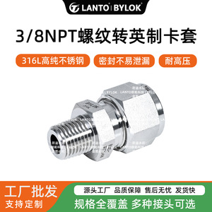 Raccord de compression Bylok 3/8 NPT à 1/8 3/4 en acier inoxydable 316L pour applications gaz - Product Image 5