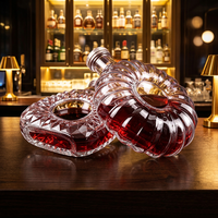 Bouteille à liqueur en verre de forme unique et luxueuse, 700 ml, base épaisse, verre transparent, bouteille à spiritueux, logo personnalisé pour whisky, brandy, emballage cadeau