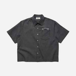 Camisa GAMBETTO de corte holgado, a cuadros micro en blanco y negro, de manga corta, con botones, estilo casual urbano para hombre - Product Image 2