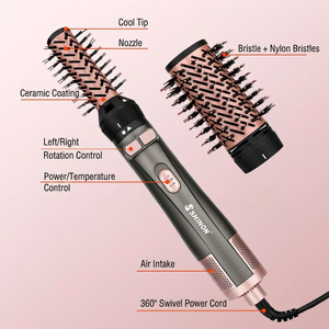 SHINON <span class=keywords><strong>Brosse</strong></span> coiffante à air chaud 6-en-1 avec boucleur automatique 360° °   Rotation et revêtement céramique pour sécher, lisser et boucler tous les types de <span class=keywords><strong>cheveux</strong></span> - Product Image 4