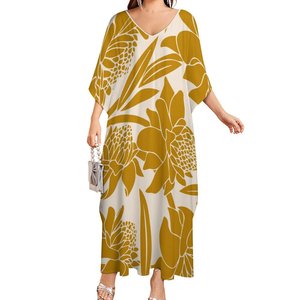 <span class=keywords><strong>Abbigliamento</strong></span> polinesiano all'ingrosso Plus Size di alta qualità abiti Casual da <span class=keywords><strong>donna</strong></span> abiti Casual stile <span class=keywords><strong>rosa</strong></span> hawaiano stile tropicale Casual abito Casual - Product Image 5