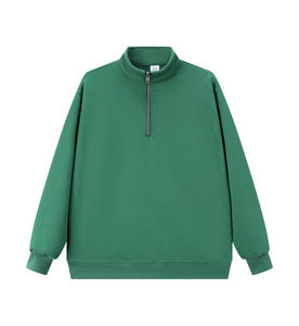 Sweat-shirt unisexe surdimensionné à col zippé, couleur unie, coupe ample, 100% coton French Terry, vêtements d'hiver - Product Image 2