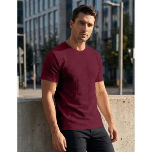 T-shirt pour homme FOXA, coupe ajustée, manches courtes, col rond, tricot texturé, vêtements décontractés - Product Image 3