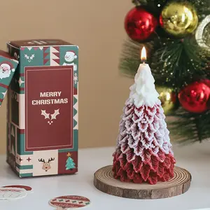 Arbre de Noël à bas prix Fabrication sur mesure de cire de soja de marque privée Mini petite bougie conique parfumée de luxe tout naturel