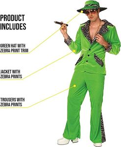 70s Green Pimp Disfraces para hombres Pimp Daddy Disfraz Adulto Pimp Disfraz de Halloween - Product Image 2