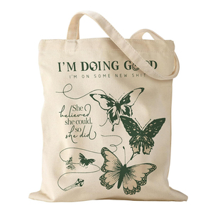 Custom Logo Candy Color Cotton Calico Cloth Recycled Canvas Long Handle Shopping Bag Blank Grocery Tote Bag Travel Commuting