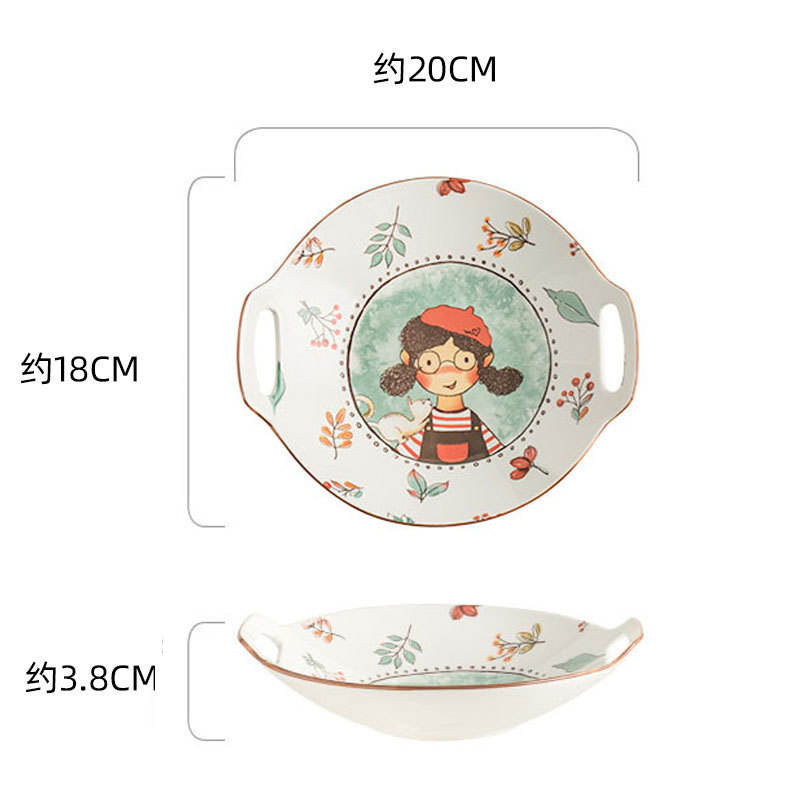 8 pulgadas doble oreja plato profundo (tamaño con orejas)