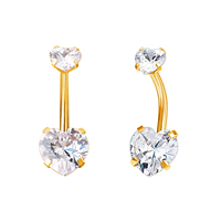 Acier chirurgical Nombril Piercing Double Coeur Pvd Or Argent Plaqué Mode Zircon Ventre Piercing Bijoux