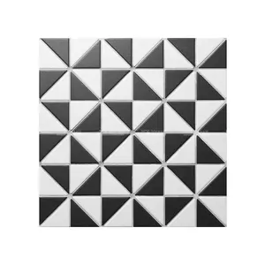 2 "blanco y negro Anti-slip de cuerpo completo geométrica cerámica mosaico de baldosas para piso pared Backsplash comercial proyecto de decoración