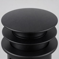 Bonde de lavabo escamotable grande surface noir mat antirouille en acier inoxydable 201 avec tuyau de vidange en acier pour salle de bain