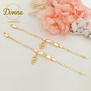 Grazioso Ciondolo Regolabile Placcato Oro per Bambini, Bracciale con Catena Figaro, Gioielli Impermeabili per Ragazzi <span class=keywords><strong>e</strong></span> Ragazze, Idea Regalo - Product Image 3
