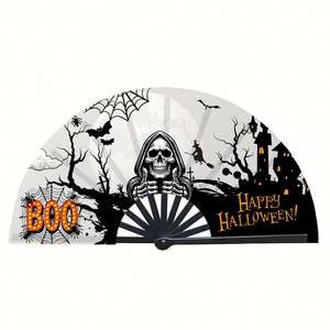 Abanico Plegable de Bambú Grande de 33 cm con Diseño Personalizado de Arte Folclórico para Decoración del Hogar, Sonido Fuerte al Abrir y Cerrar, Ideal para Festivales Rave - Product Image 2