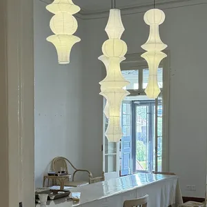 Lanterne en <span class=keywords><strong>papier</strong></span> esthétique Wabi-Sabi <span class=keywords><strong>de</strong></span> la dynastie Song, Lustre d'escalier central en acier inoxydable, <span class=keywords><strong>Suspension</strong></span> design pour salon - Product Image 4