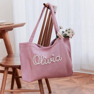 Custom Fashion <b>Corduroy</b> Embroidery Circle Shape Casual Women Daily Tote <b>Bag</b> for Everyday Pairings - Product Image 5