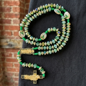 Collier Catholique Fait Main en Perles <span class=keywords><strong>de</strong></span> Cristal, Chapelet Religieux avec Croix, Saint Jude et Vierge Marie - Product Image 2