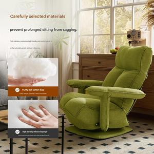 Canapé rotatif pliable en tissu de lin Kino Slub, ergonomique, pour s'asseoir, se coucher et dormir, salon, chambre à coucher, confortable, élégant, vert - Product Image 4