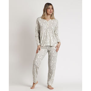 ADMAS CLASSIC Camisón Estampado Sólido para Mujer Transpirable Cintura Elástica Pijama con Mangas Largas Tapeta Aqua Homewear - Product Image 1