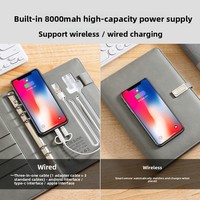 Bloc-notes A5 à feuilles mobiles avec chargeur sans fil, clé USB et batterie externe, 100 feuilles, logo personnalisé, cadeau portable