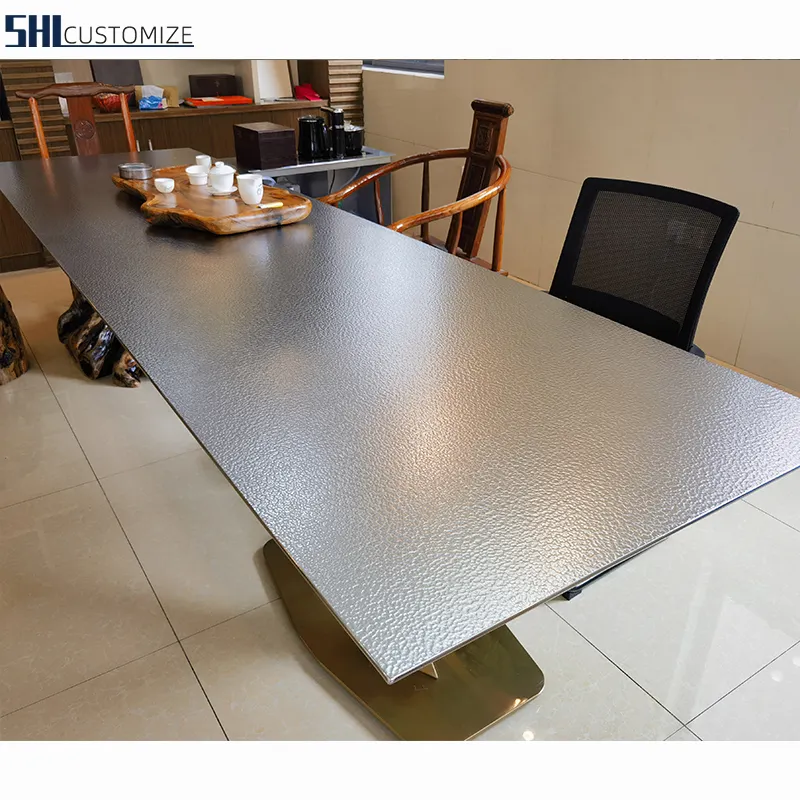 Mesa de comedor de lujo hecha a medida muebles de estilo europeo para Villa mesa de centro con base de acero inoxidable mesa auxiliar