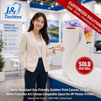 [Se Vende por Rollo] Lienzo de Impresión Ecológico Resistente al Agua, Lienzo de Poliéster Mate de 220 g/m², Compatible con Impresoras Epson y HP Plotter