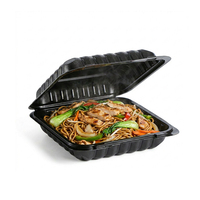 Contenants à clapet noirs en MFPP 9x9 de 1200 ml (40 oz) pour plats à emporter, boîtes jetables pour livraison rapide de repas